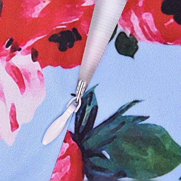 ANNI COCO HALTER 1950S FLORAL BEE PRINT ROCKABILLY COCKTAIL SWING DRESS SIZE S - Picture 11 of 16